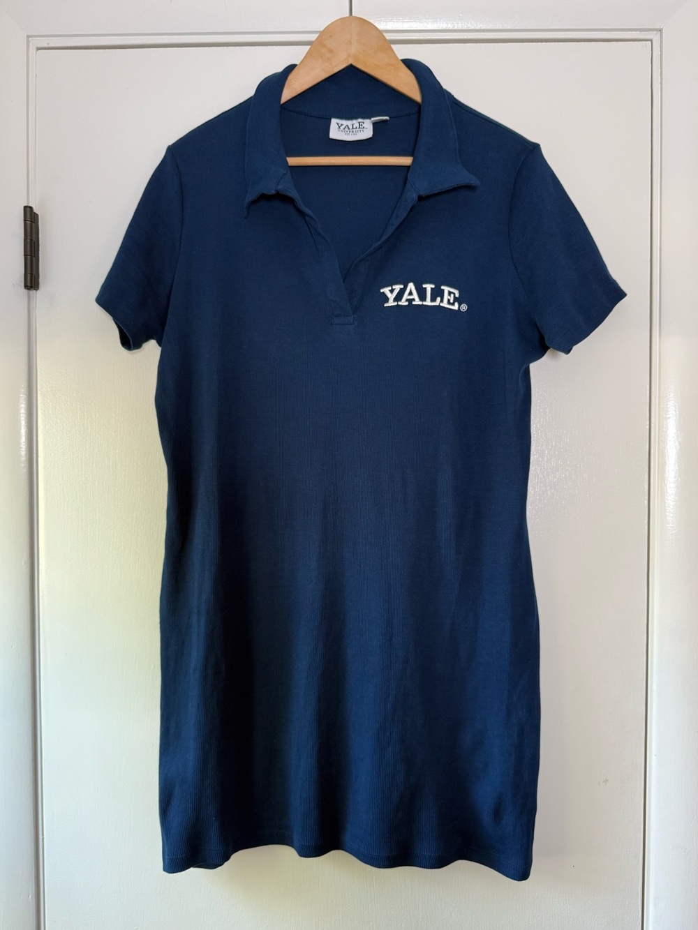 Yale University Short Sleeve Ribbed Dress Collegiate Preppy Ivy League Chic